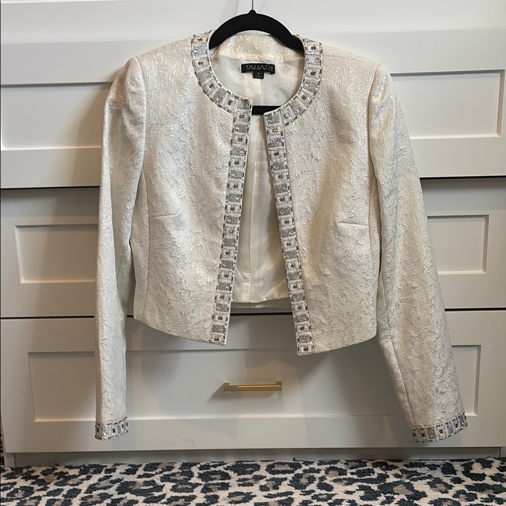 Tahari White Embellished Women's Jacket
